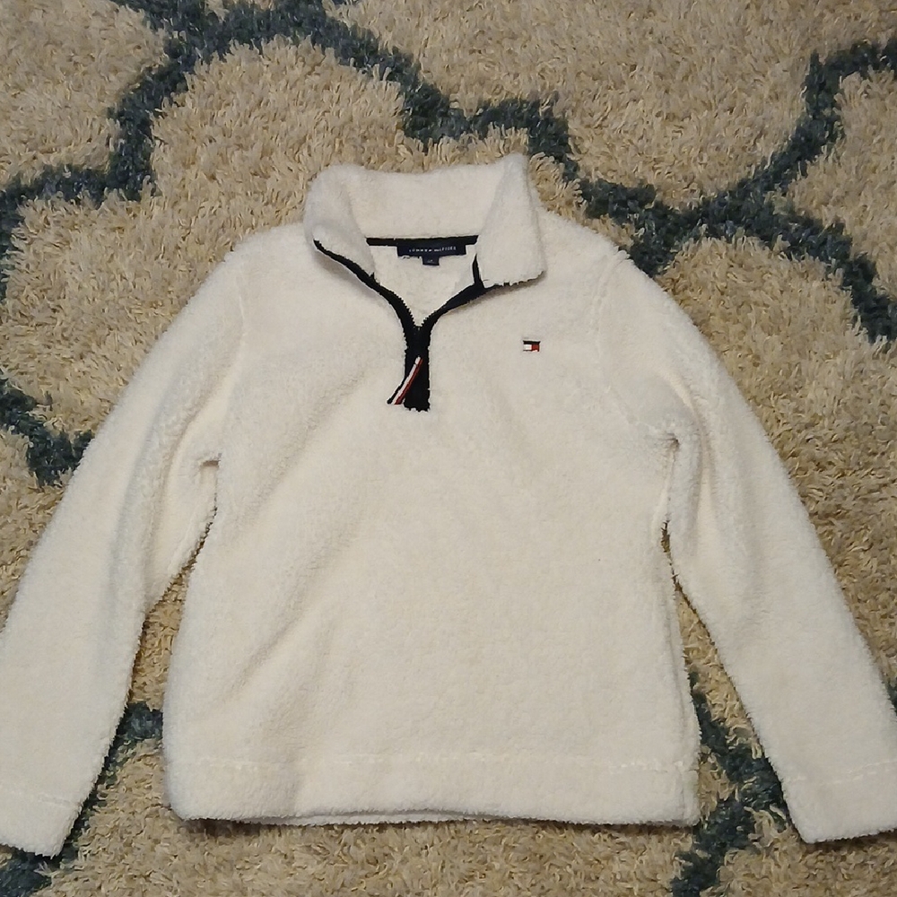 Tommy Hilfiger Cream Fleece Half-Zip Pullover